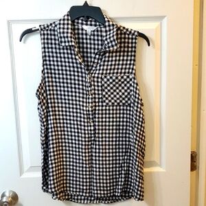Black and White Checkered Sleeveless Top Time N Tru XL